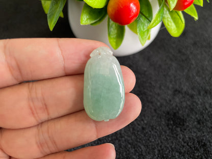 Natural Grade A Green Jadeite Jade Pendant Fu Gua