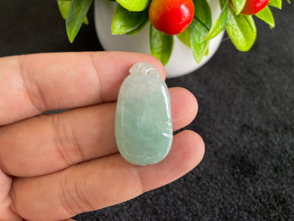 Natural Grade A Green Jadeite Jade Pendant Fu Gua